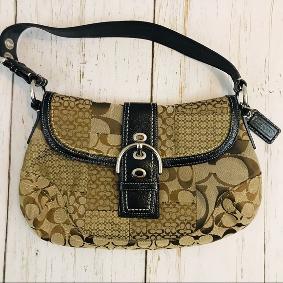 Coach Brown Cloth and Leather Satchel - Picture 5 of 9